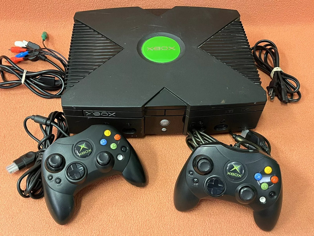 Original Xbox console/cords/2 controllers/11 games working deals